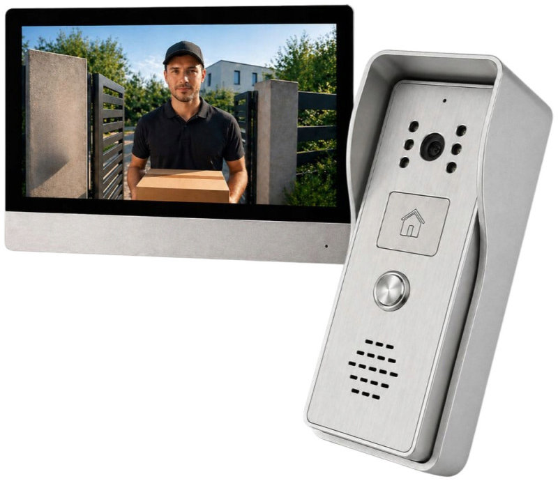Verk 27802 Videointerkom s LCD monitorem, WiFi, IR noční vidění, stříbrný