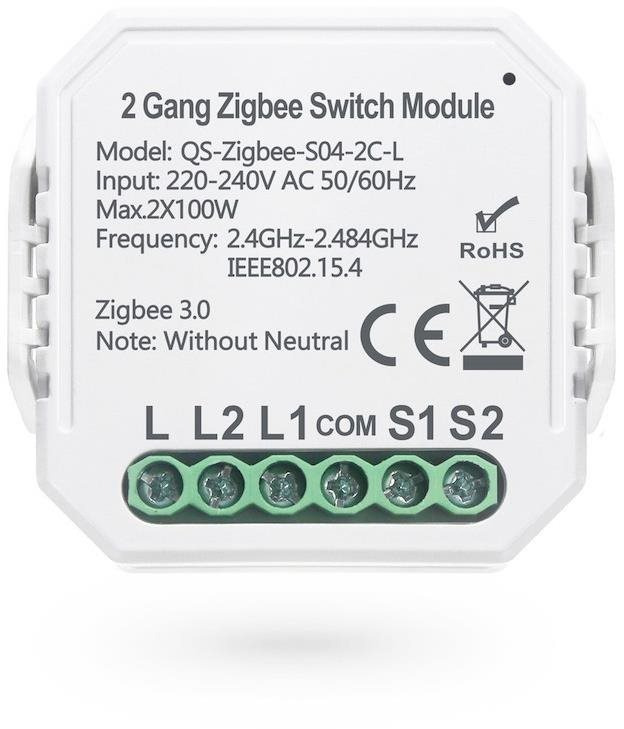 Smoot ZigBee Switch Module bez nuláku dvoukanálový