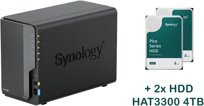 Synology DS225+ 2 × HAT3300-4T (8 TB)