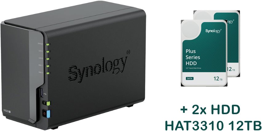 Synology DS225+ 2 × HAT3310-12T (24 TB)