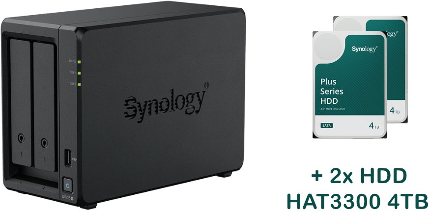 Synology DS725+ 2 × HAT3300-4T (8 TB)