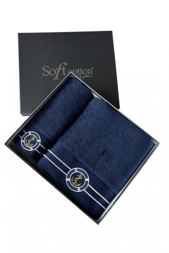 Soft Cotton - Dárková sada ručník a osuška Marine Man, 2 ks, tmavě modrá
