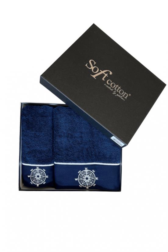 Soft Cotton - Dárková sada ručník a osuška Marine Lady, 2 ks, tmavě modrá