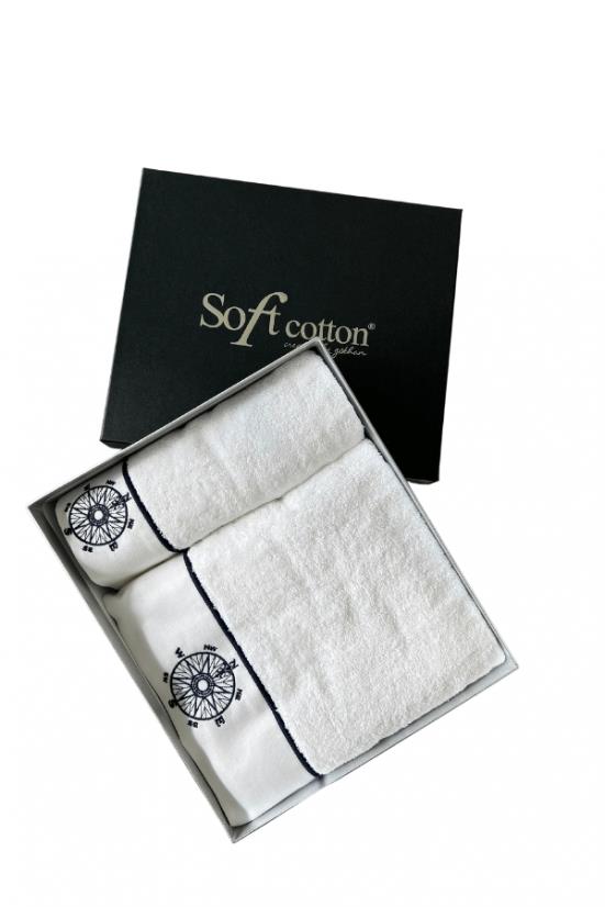 Soft Cotton - Dárková sada ručník a osuška Marine Lady, 2 ks, bílá