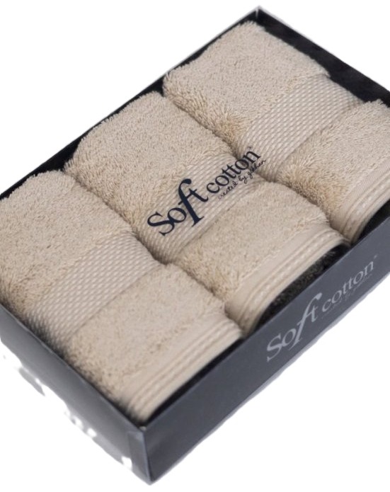 Soft Cotton dárková sada malých modalových ručníků Deluxe, 3 ks, béžová