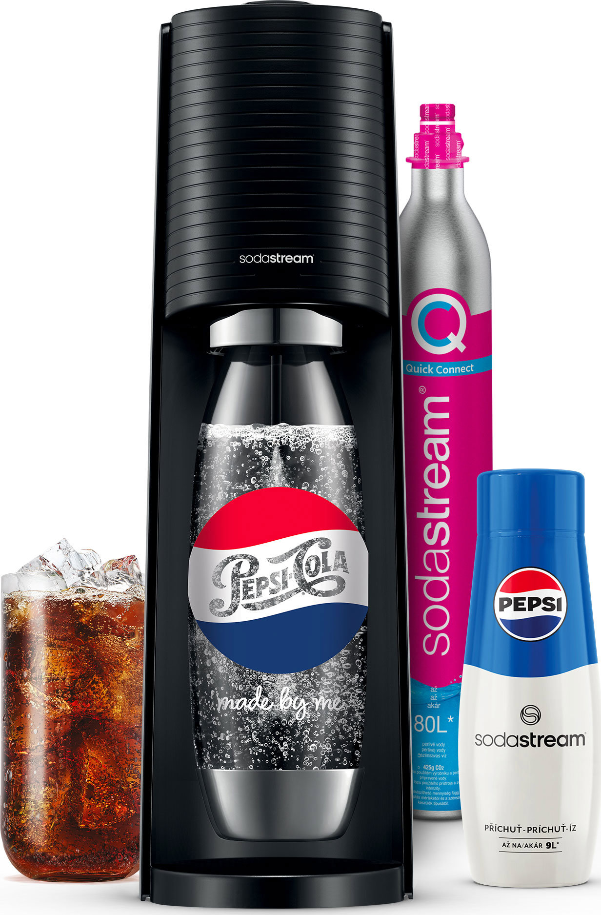 SodaStream - Výrobník sody Terra Black s příslušenstvím, příchuť Pepsi, nerez 42008355