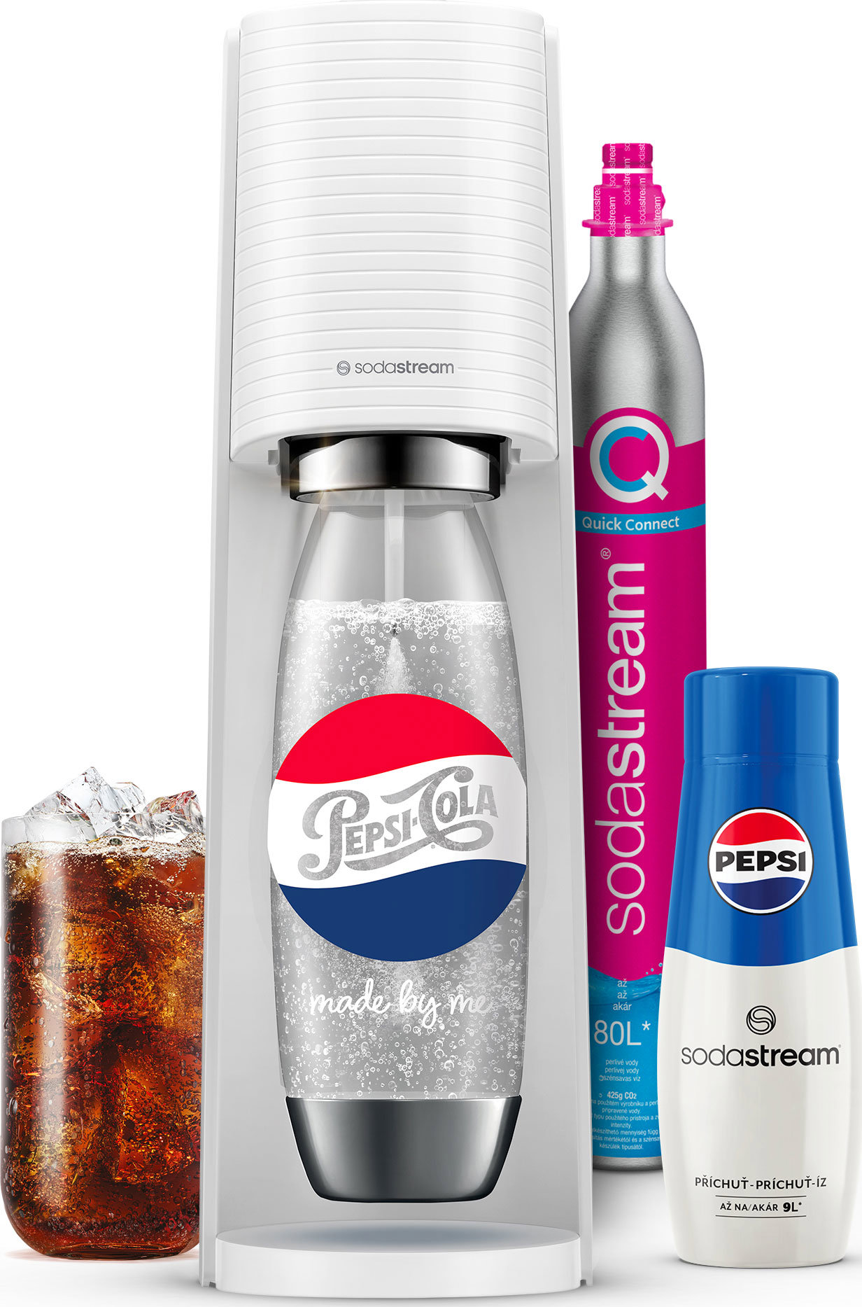 SodaStream - Výrobník sody Terra White s příslušenstvím, příchuť Pepsi, nerez 42008356