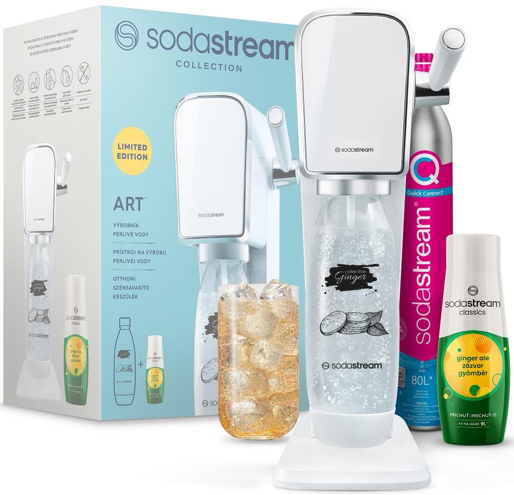 SodaStream - Výrobník sody Art White s příslušenstvím, příchuť Ginger Ale, bílá 42007331