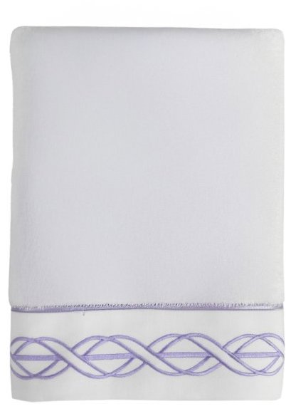 Soft Cotton Osuška s výšivkou Vita 85 × 150 cm, bílá, fialová výšivka