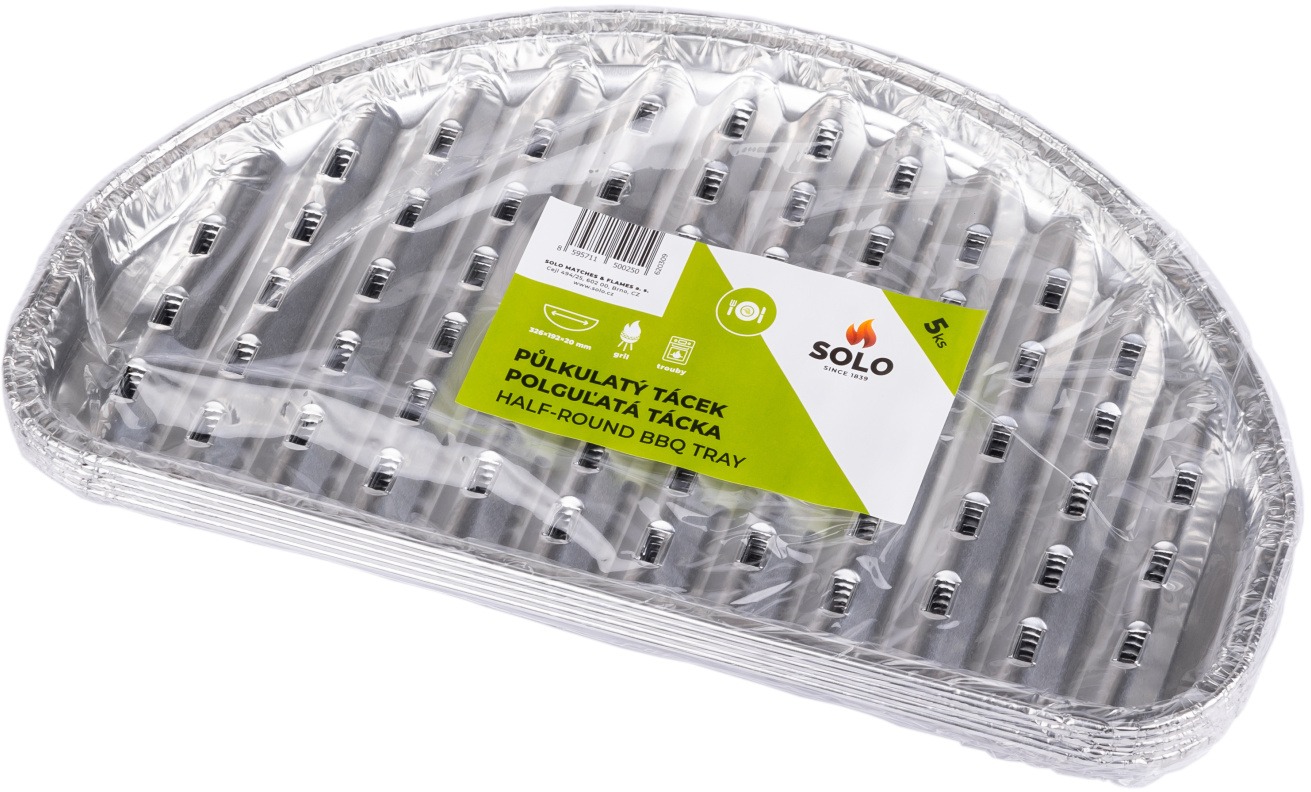 SOLO Půlkulatý BBQ tray 326*192*20 mm / 5ks s otvory