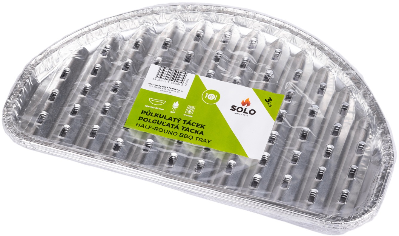 SOLO Půlkulatý BBQ tray 326*192*20 mm / 3ks s otvory