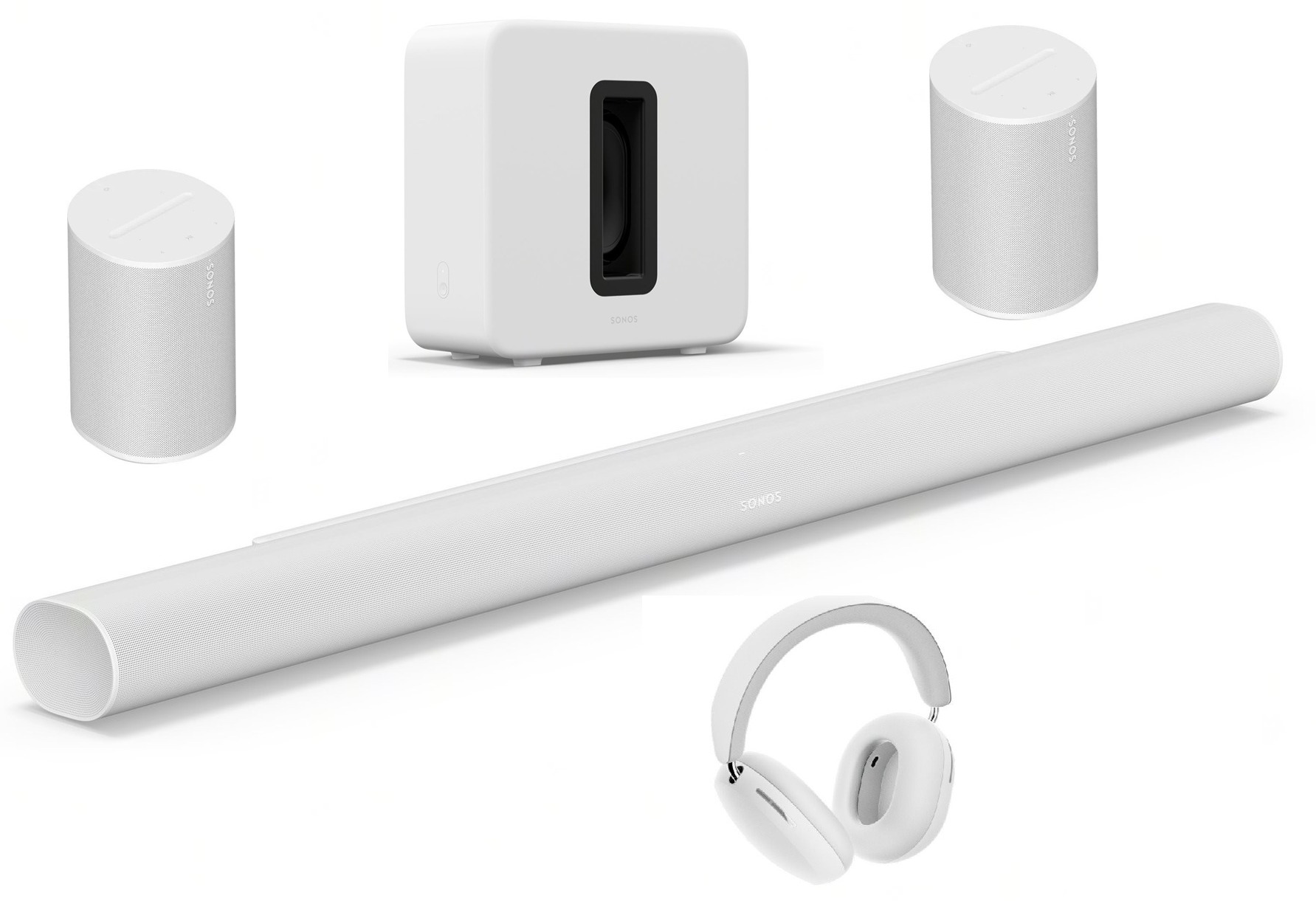 Sonos Ace White + Sonos Arc Ultra bílý + Sonos Sub 4 + 2x Sonos Era 100