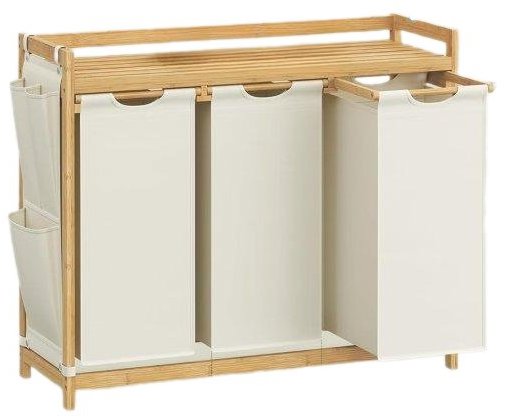 Songmics Koš na prádlo 3D bambusový rám, 150 l