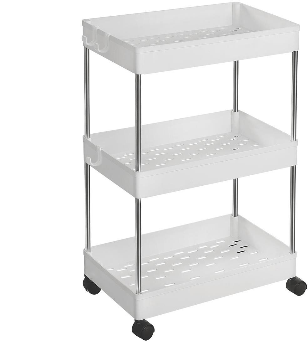 Songmics pojízdný regál s 3 policemi v bílé barvě