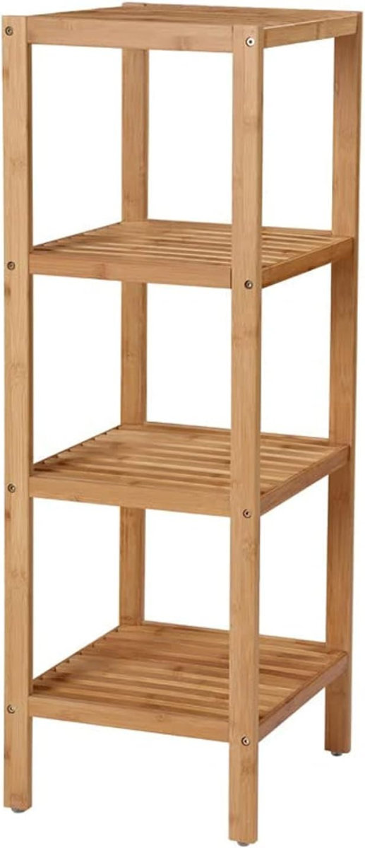 Songmics koupelnový regál z bambusu 33 × 33 × 98 cm