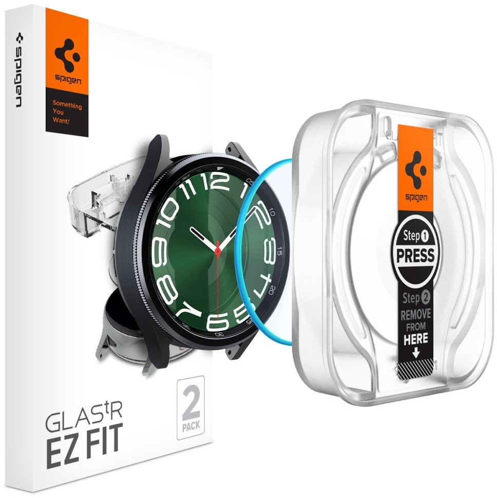 Spigen Glass tR EZ Fit 2 Pack Samsung Galaxy Watch6 Classic 47mm