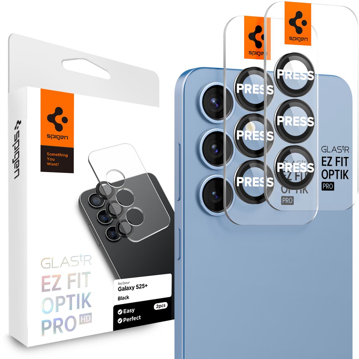Spigen Glass tR EZ Fit Optik Pro HD 2 Pack Black Samsung Galaxy S25+