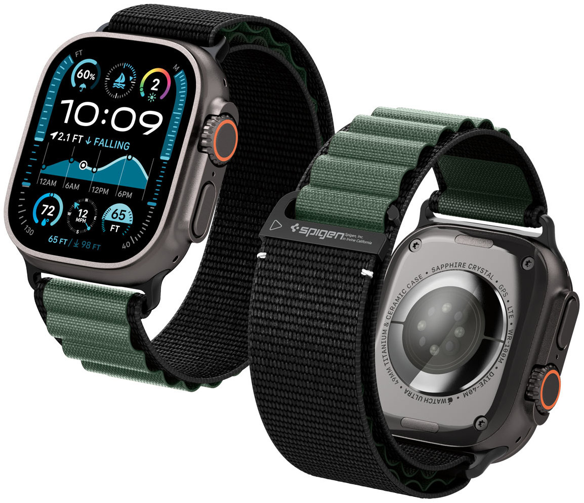 Spigen Fabric Band (hook) Apple Watch 49mm/46mm/45mm/44mm Black Green
