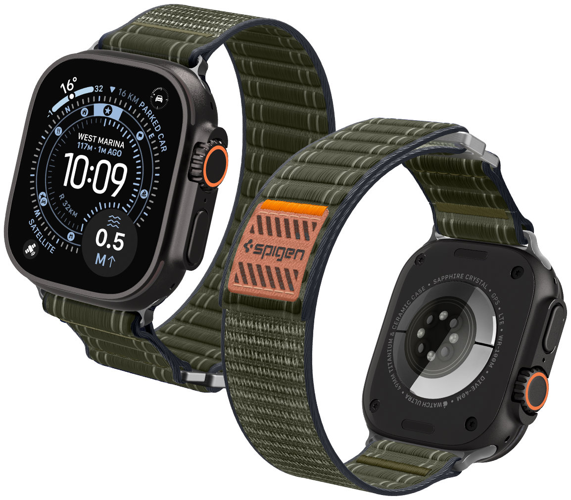 Spigen Fabric Band Hook And Loop Apple Watch 49mm/46mm/45mm/44mm Green