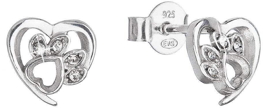 EVOLUTION GROUP Stříbrné náušnice pecky s krystaly Swarovski psí tlapky 31307.1 (Ag, 925/1000, 1,0 g
