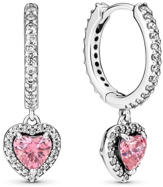 PANDORA Timeless 291445C01 Kruhové náušnice třpytivé srdce s aureolou (Ag 925/1000, 3,07 g)