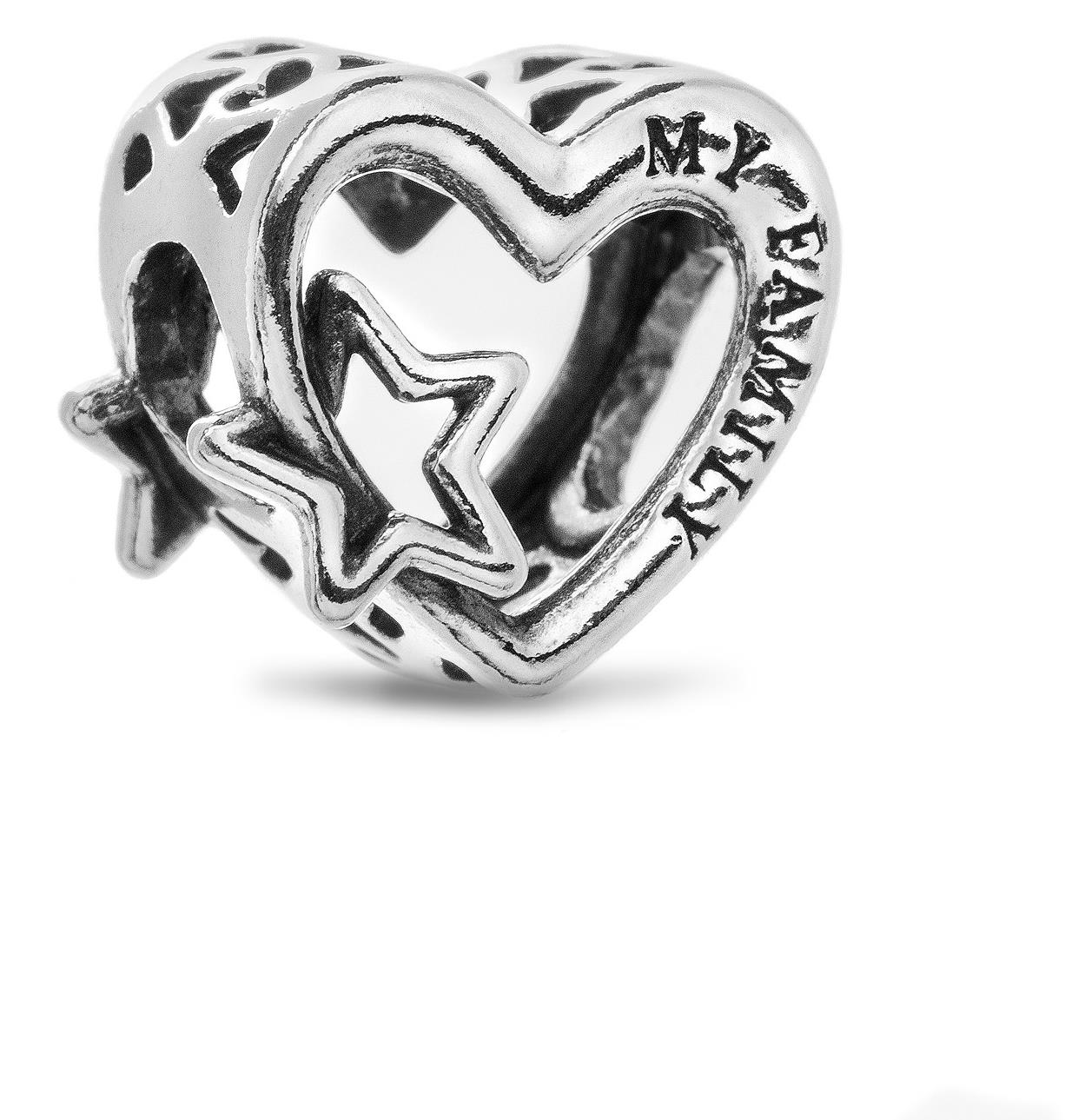 PANDORA model 792829C00 Děrované rodinné srdce a hvězdy (Ag 925/1000, )