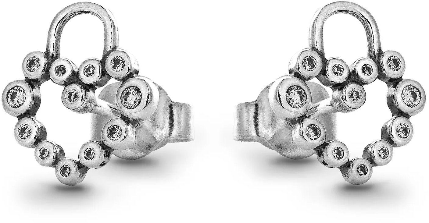 PANDORA Náušnice 294419C01 Třpytivý srdíčkový zámek