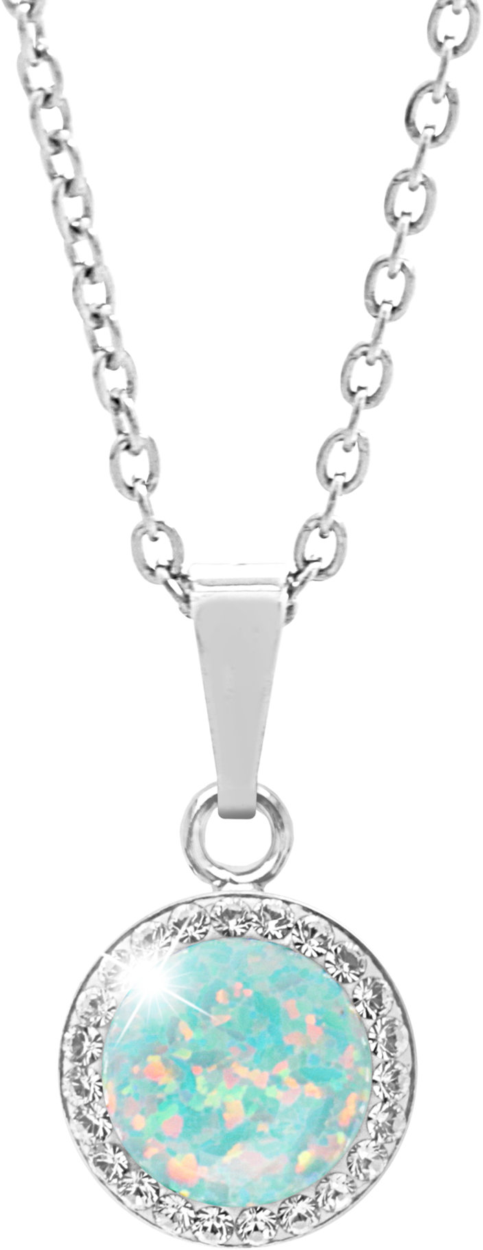 JSB Bijoux Opál s křišťálovými kameny Swarovski Pastel Mint Green 92300025mint (Ag925/1000, 2,1 g)
