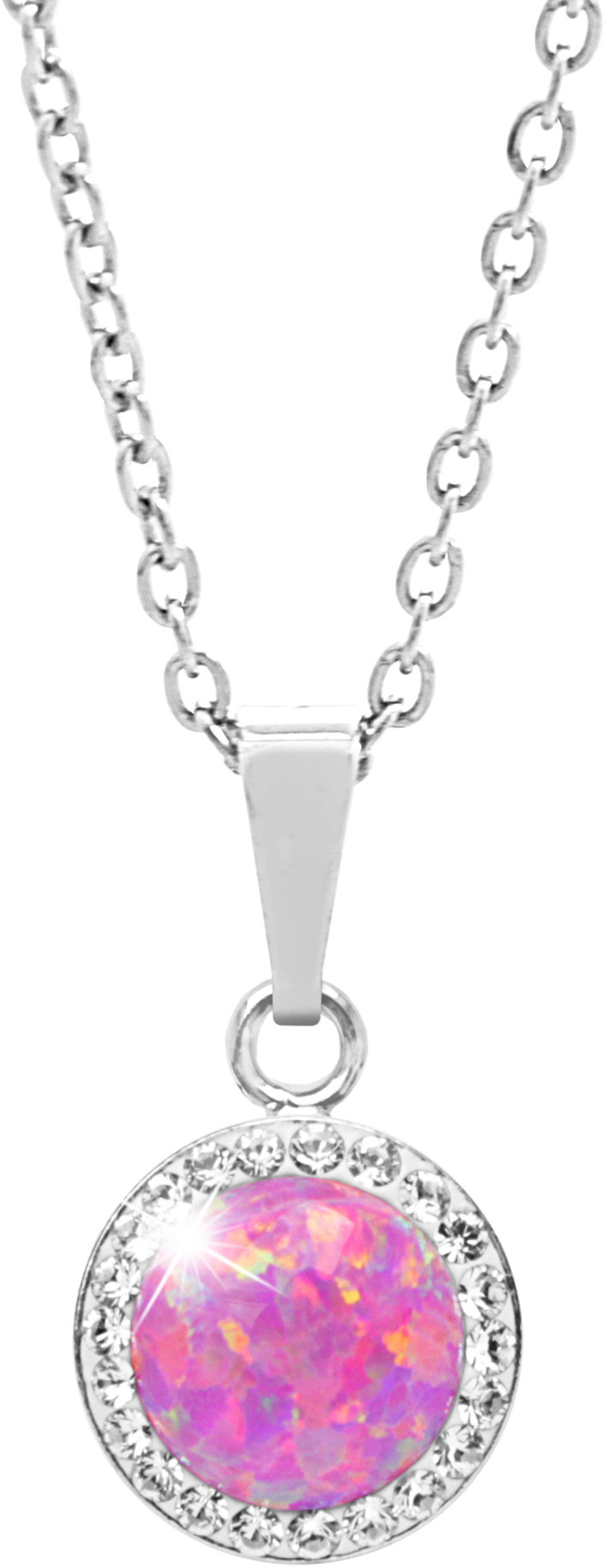 JSB Bijoux Opál s křišťálovými kameny Swarovski Light Fuchsia 92300025l-fu (Ag925/1000, 2,1 g)