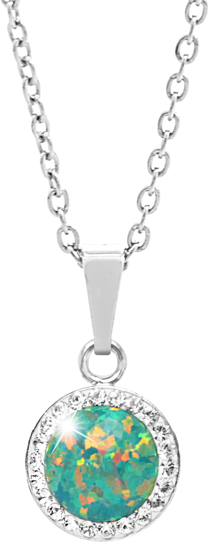 JSB Bijoux Opál s křišťálovými kameny Swarovski Mix Green 92300025mixgr (Ag925/1000, 2,1 g)