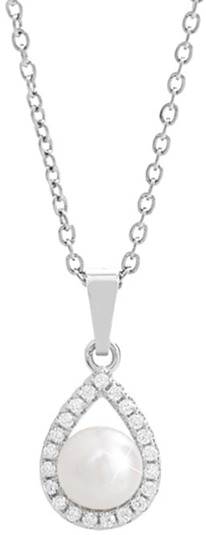 JSB Bijoux Kapka s říční perlou a s obvodem Kubických zirkonů Crystal 92300577cr (Ag925/1000, 2,42 g