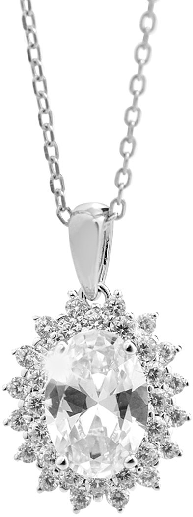 JSB Bijoux Velký zdobený ovál z Kubických zirkonů Crystal 92300592cr (Ag925/1000, 2,88 g)