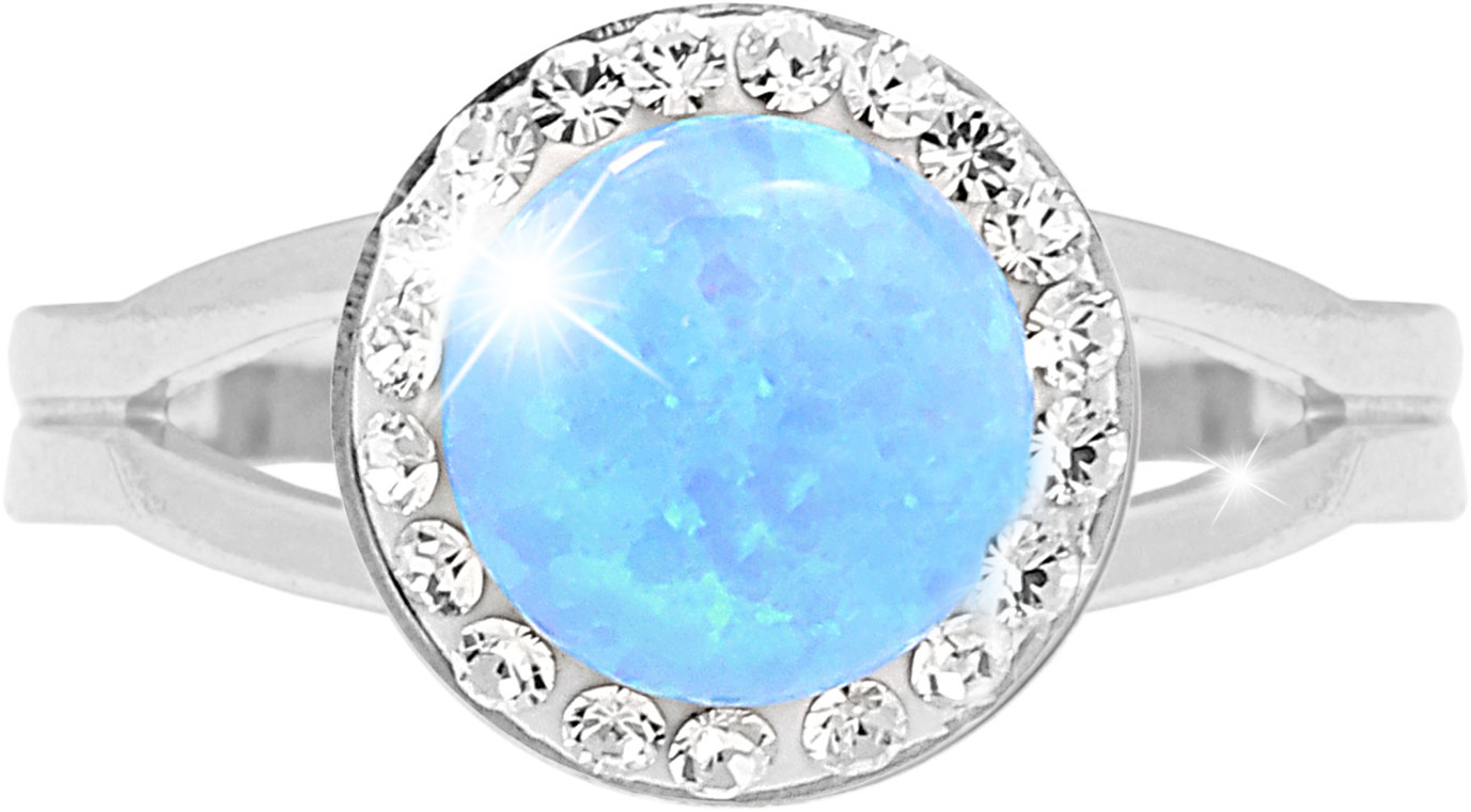 JSB Bijoux Opál s křišťálovými kameny Swarovski Blue 92700025bl (Ag925/1000, 2,3 g)