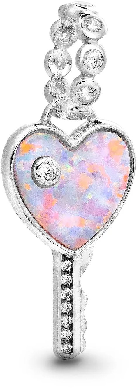 PANDORA Korálek 794427C01 Visací opaleskující srdíčkový klíč