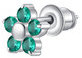 LUCA BARRA Single Steel Earring With Green Zircon Flower And Petals