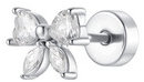LUCA BARRA Ear Piercing In Steel Bow Shape With White Zircons