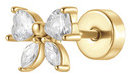 LUCA BARRA Ear Piercing In Steel Bow Shape With White Zircons Gold Color
