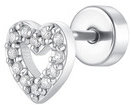 LUCA BARRA Ear Piercing In Steel Heart Shape With White Zircons