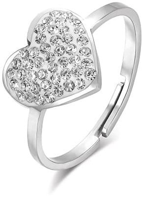 LUCA BARRA Ring With Heart And White Crystals Size: S