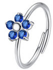 LUCA BARRA Ring With Flower And Blue Zircons