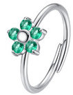 LUCA BARRA Ring With Flower And Green Zircons