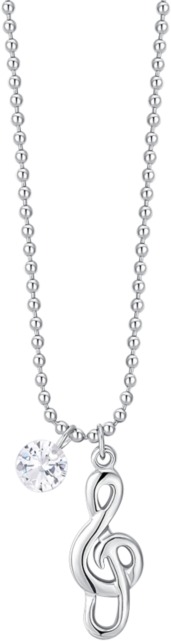 LUCA BARRA Steel Necklace With Musical Note And White Zircon