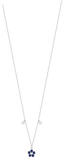 LUCA BARRA Steel Necklace With Flower Pendant With Blue Zircon Petals