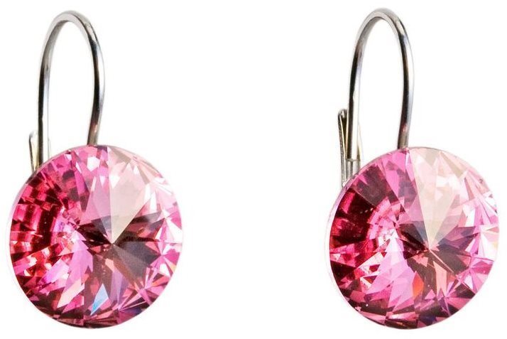EVOLUTION GROUP 31106.3 visací kulaté dekorované krystaly Swarovski® (Ag925/1000, 2 g, růžové)