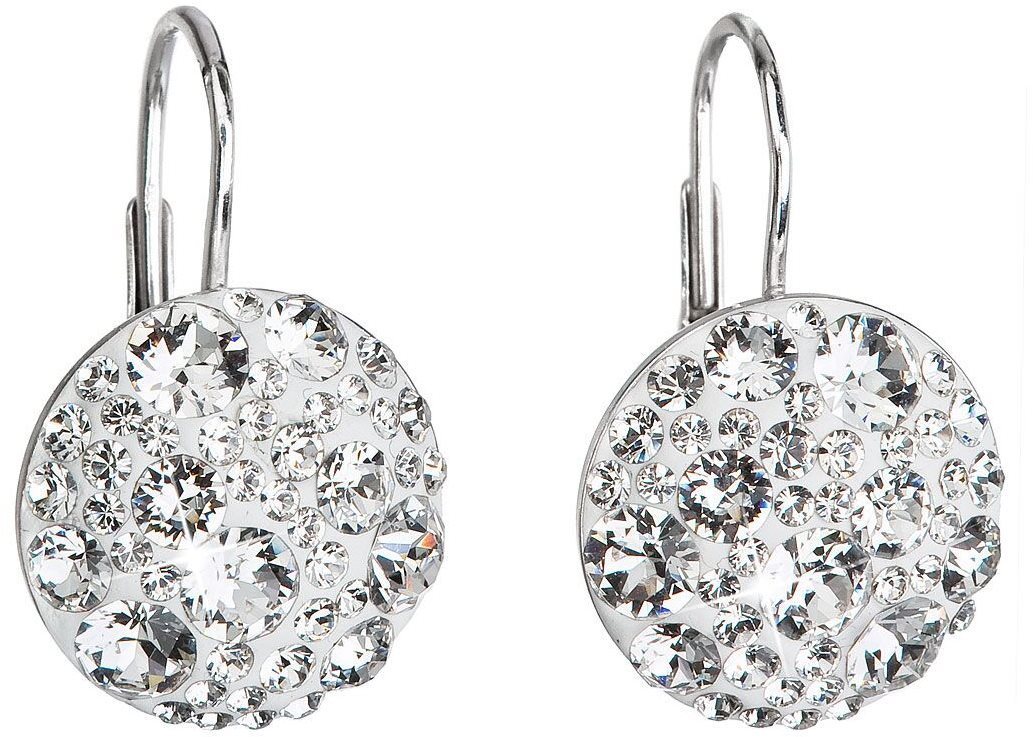EVOLUTION GROUP 31176.1 visací kulaté dekorované krystaly Swarovski® (Ag925/1000, 2 g, bílé)
