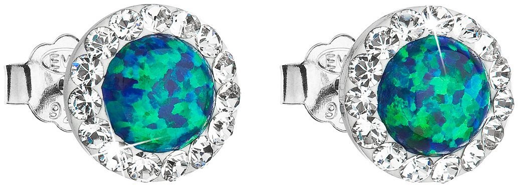 EVOLUTION GROUP 31217.1 & green s. opal dekorovaná krystaly Preciosa® (Ag 925/1000, 0,8 g)
