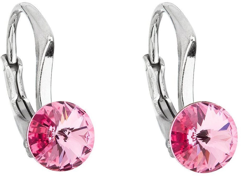 EVOLUTION GROUP 31230.3 visací kulaté dekorované krystaly Swarovski® (Ag925/1000, 1,2 g, růžové)