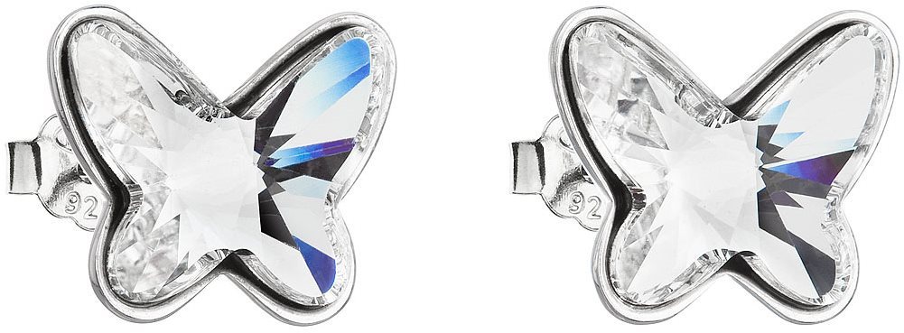 EVOLUTION GROUP 31251.1 pecky, motýl, dekorovaný krystaly Swarovski® (Ag925/1000, 2,4 g, bílé)