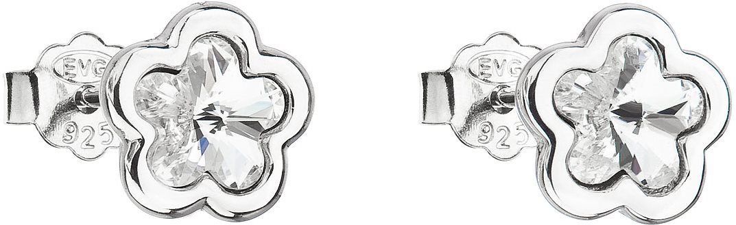 EVOLUTION GROUP 31255.1 pecky, kytičky, dekorované krystaly Swarovski® (Ag925/1000, 1,1 g, bílé)