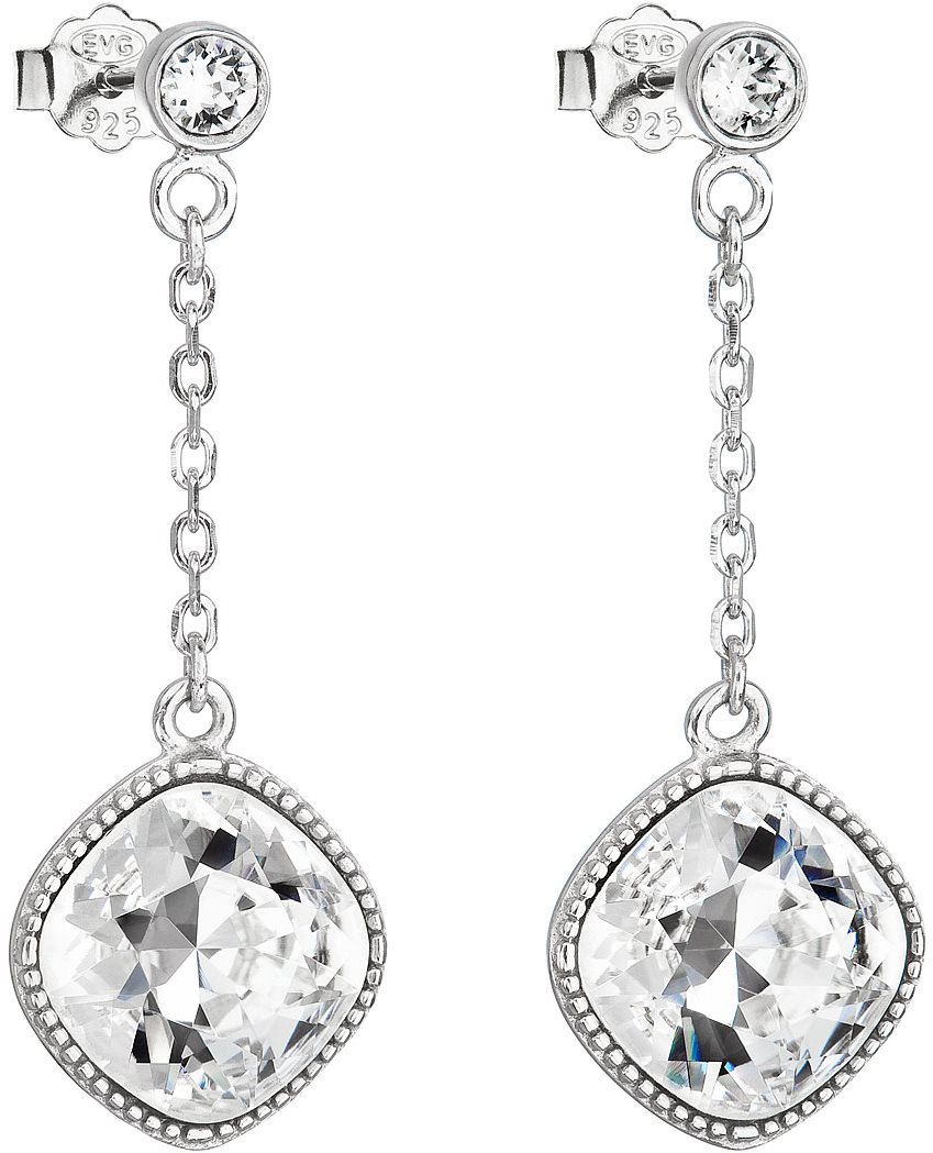 EVOLUTION GROUP 31271.1 visací kosočtverce dekorované krystaly Swarovski® (Ag925/1000, 2,6 g, bílé)